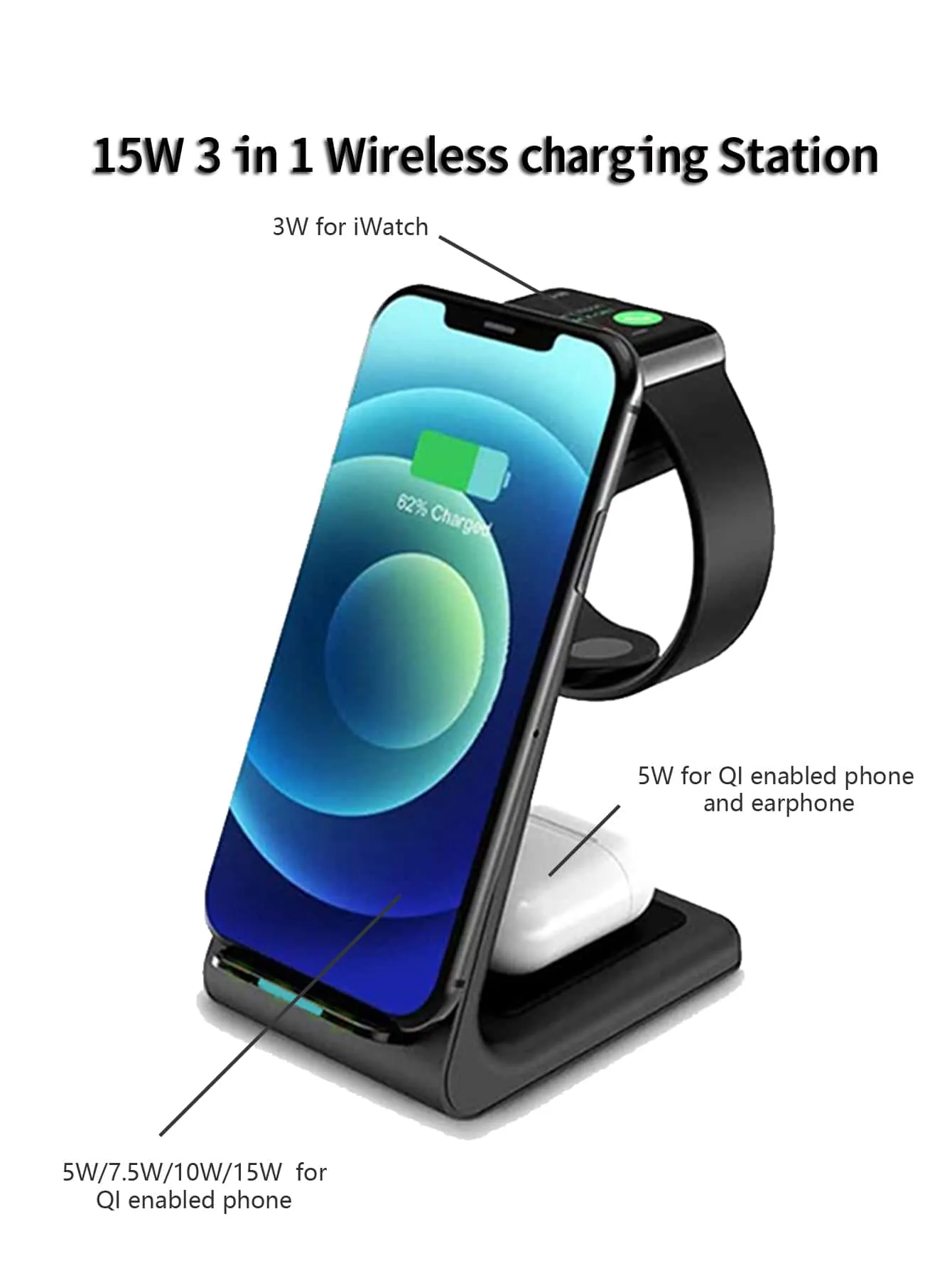 15W 3 In 1 Wireless Charger