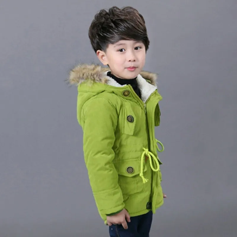 2018 spring winter Korean boys USA flag hooded coat thick cotton warmer