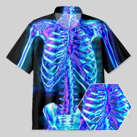 Acid Metal Chromium Skeleton Button Up Pocket Shirt