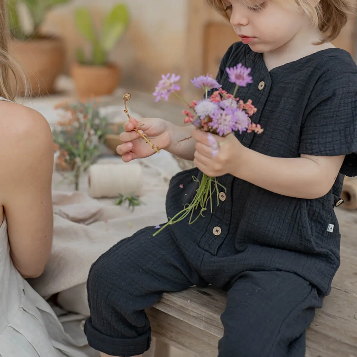 Adriano Short Sleeve Overall in Anthracite by 1  in the Family