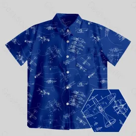 Aircraft Blueprint Button Up Pocket Shirt