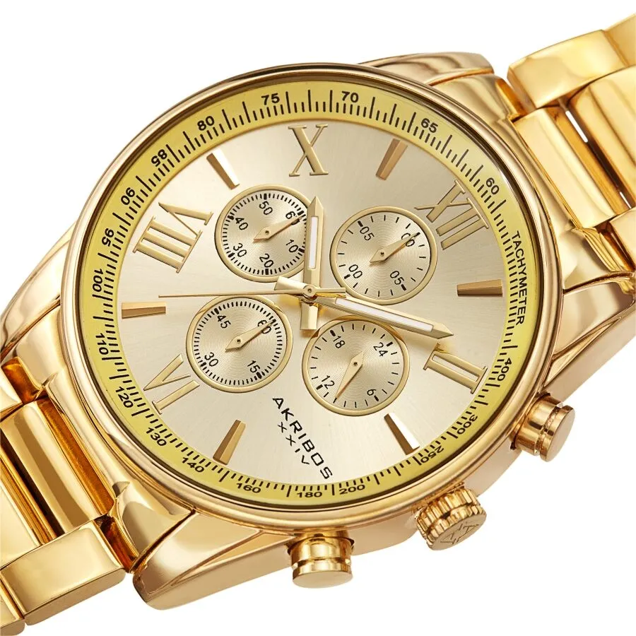 Akribos Xxiv Chronograph Quartz Gold Dial Men's Watch AK1072YG