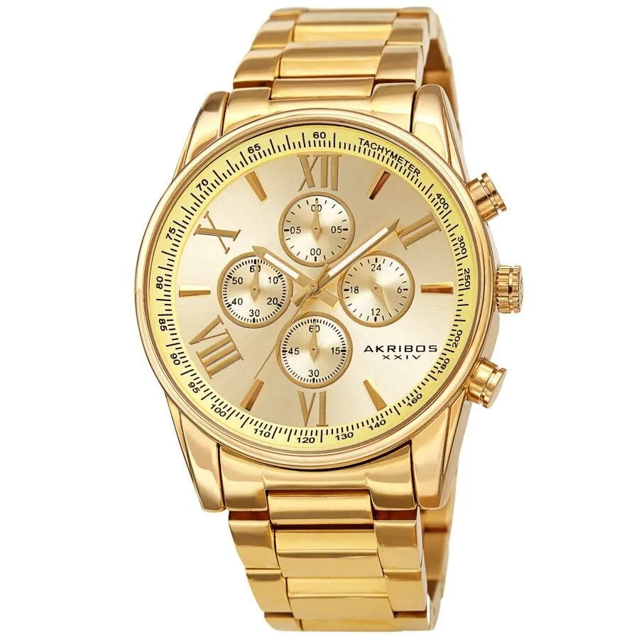 Akribos Xxiv Chronograph Quartz Gold Dial Men's Watch AK1072YG