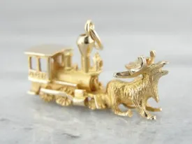 Alaskan Moose and Train Charm