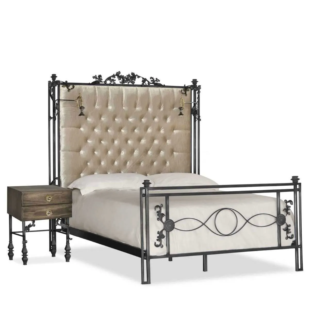 Ambrosia Bed, Hand-Forged Iron, Blackened Steel, Gold Accents by Luna Bella