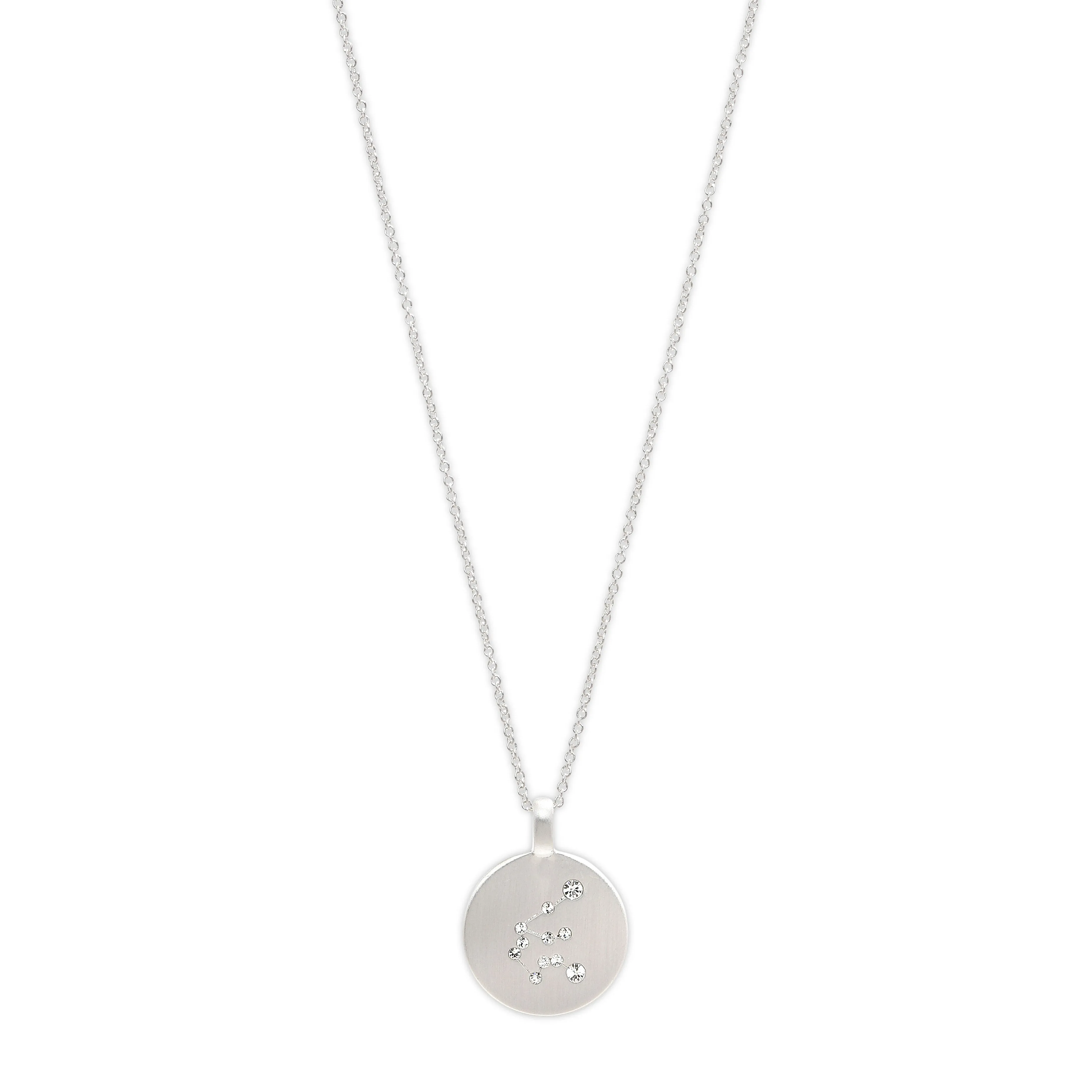 AQUARIUS Zodiac Sign Coin Necklace, silver-plated