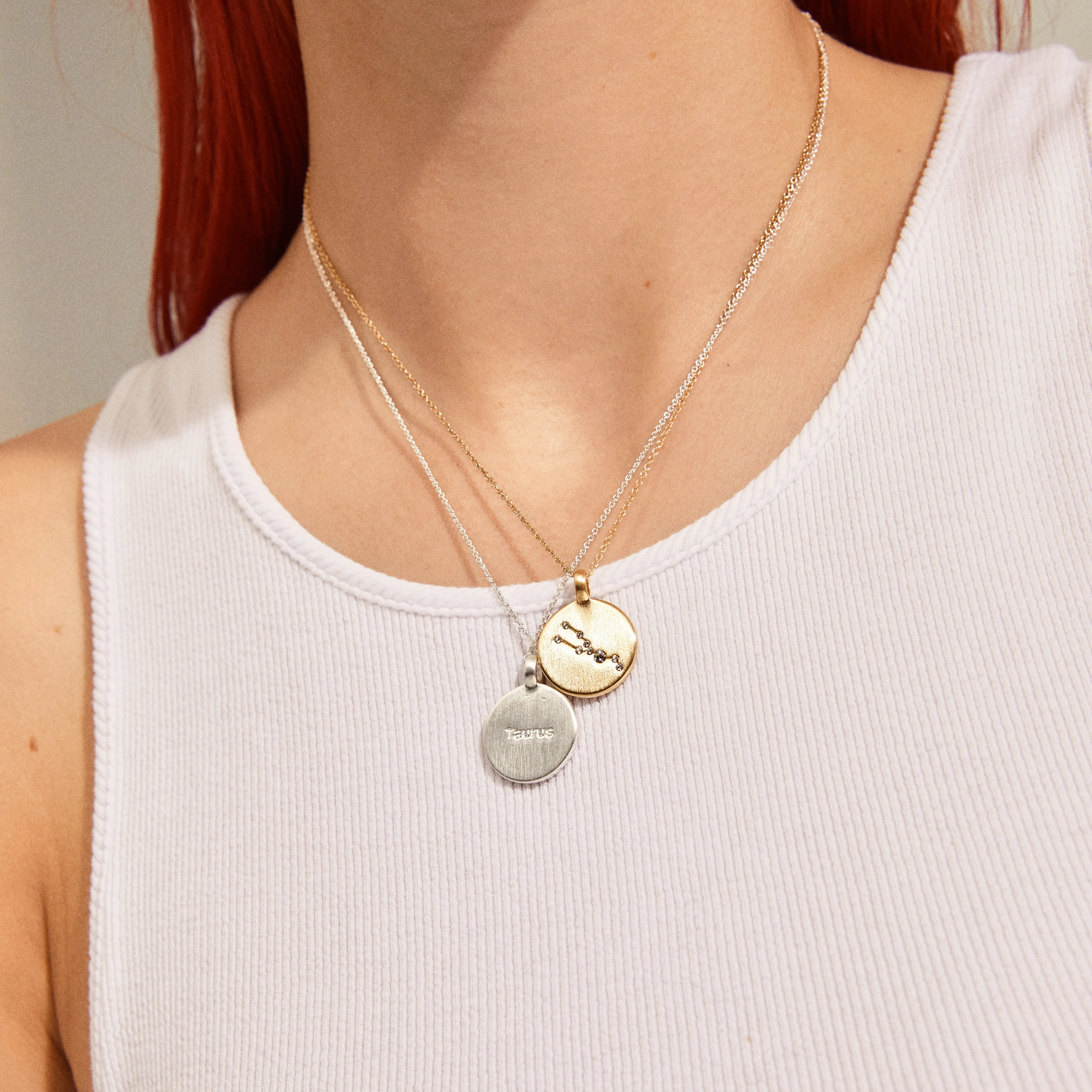 ARIES Zodiac Sign Coin Necklace, silver-plated