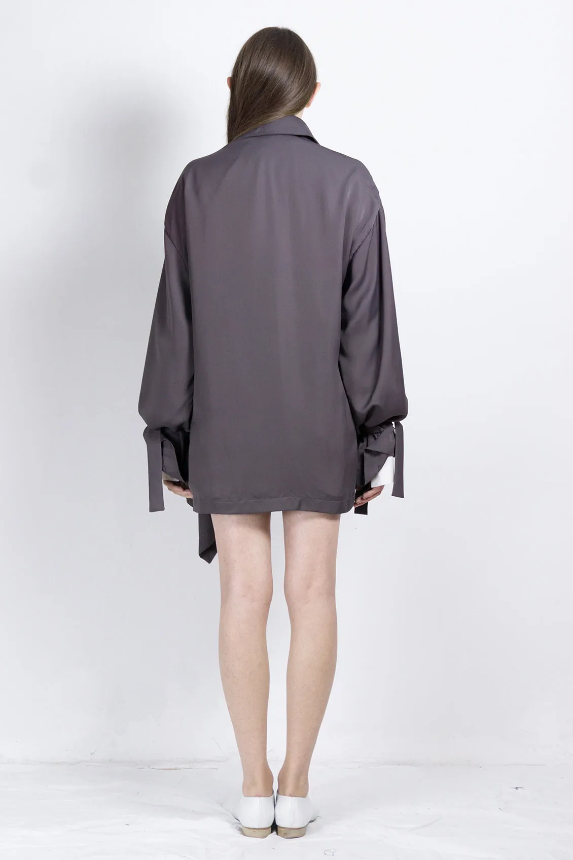 Asymmetric cupro jacket