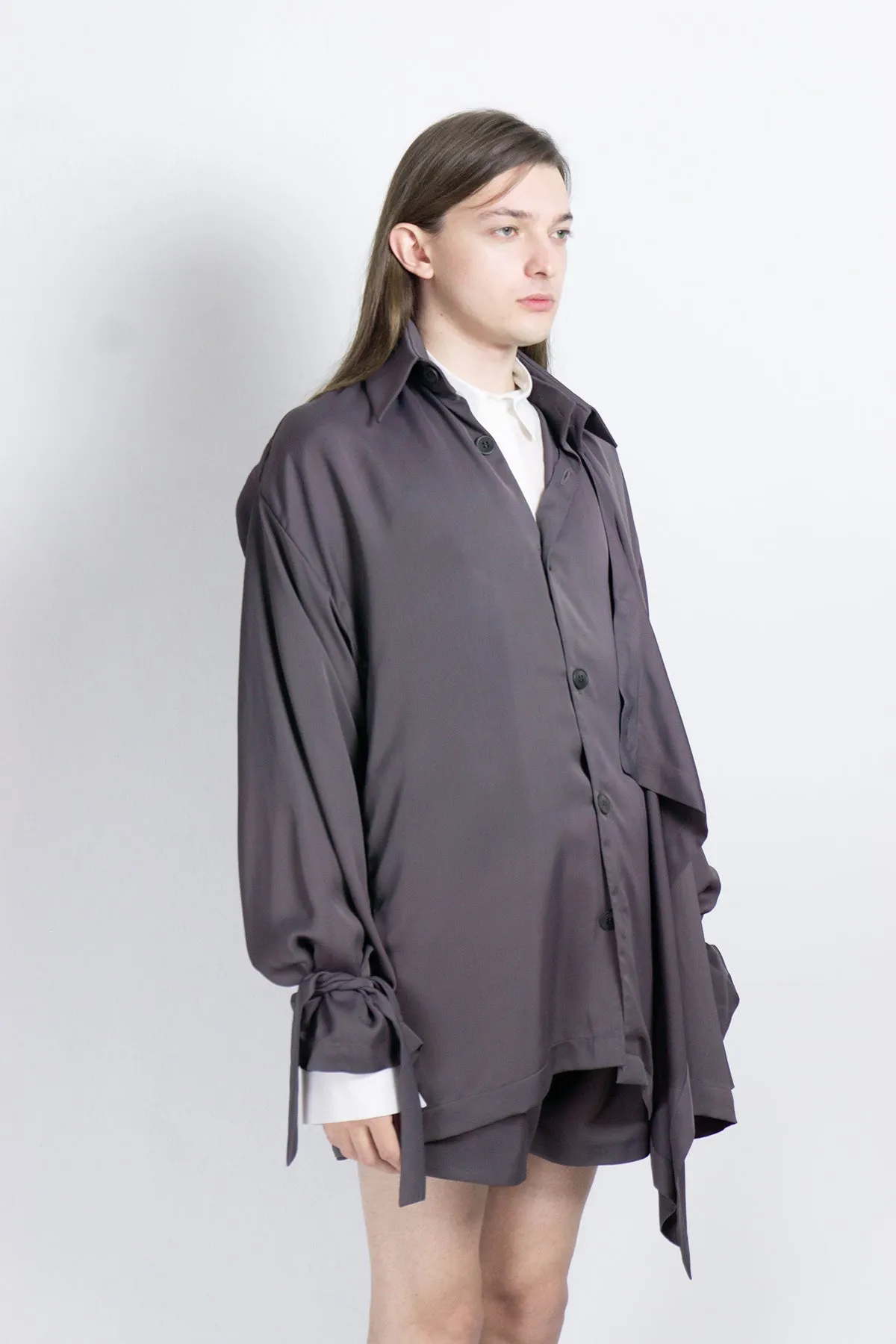 Asymmetric cupro jacket