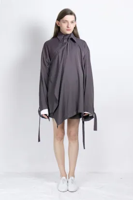 Asymmetric cupro jacket