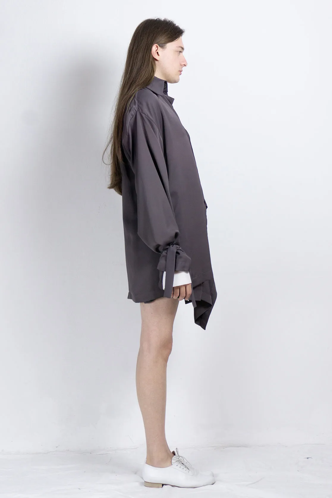 Asymmetric cupro jacket