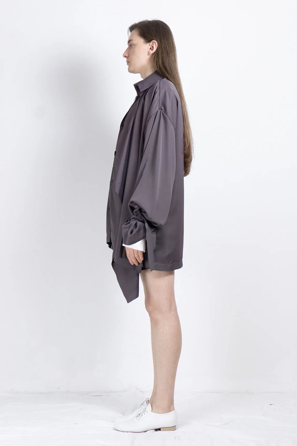 Asymmetric cupro jacket