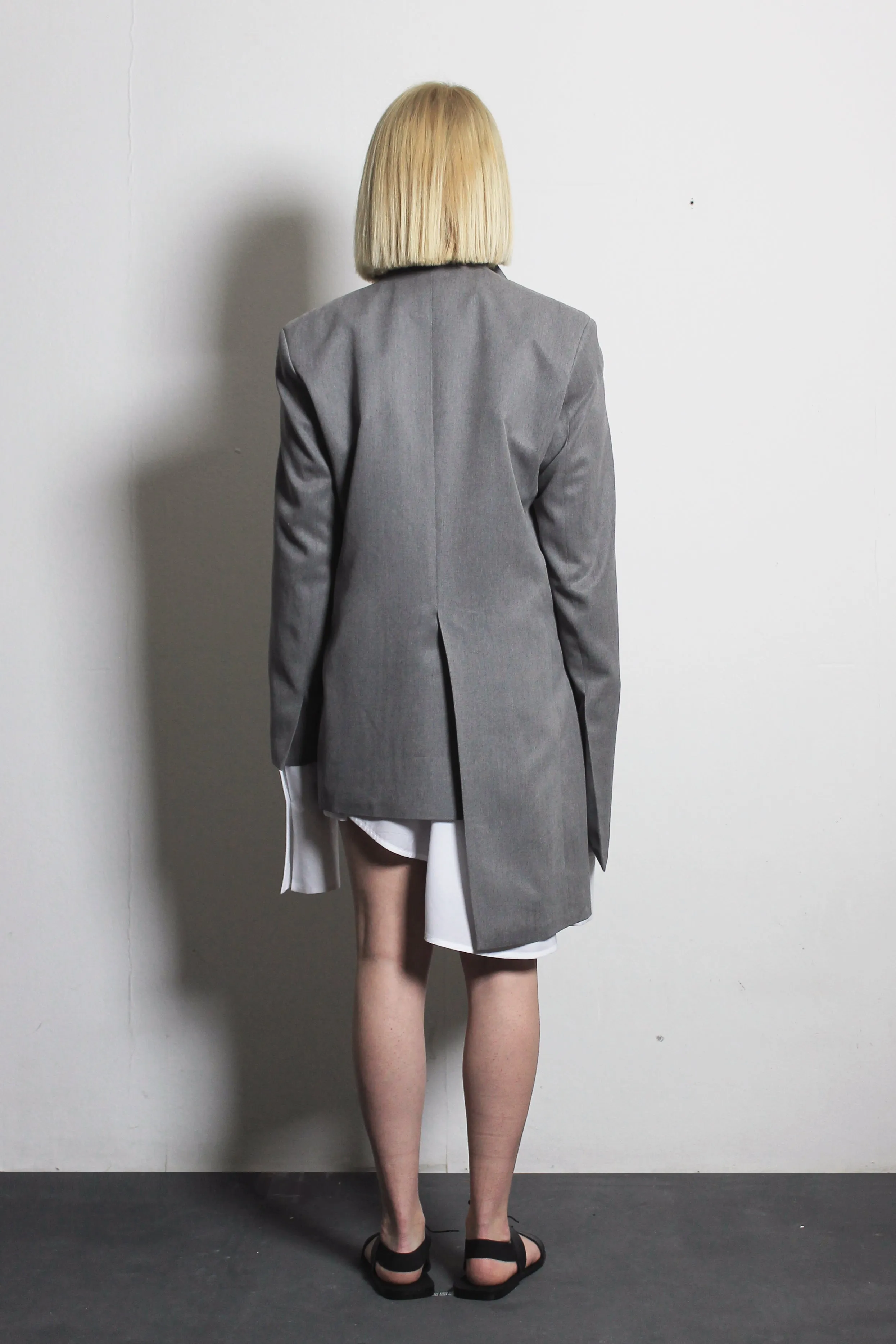 Asymmetric Grey Cotton Jacket