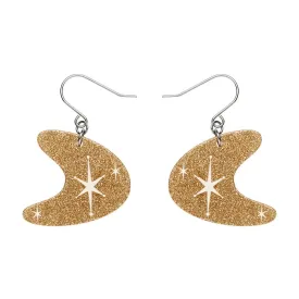 Atomic Boomerang Glitter Drop Earrings - Gold