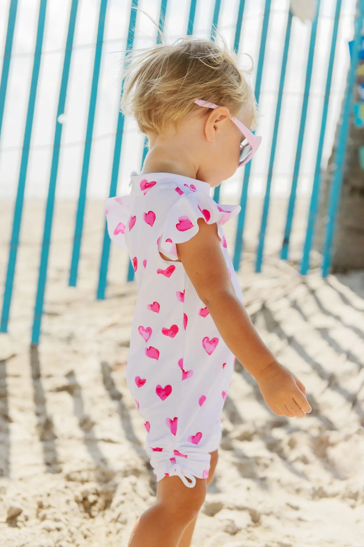 Baby Swimsuit Snapper Rock Hearts Flutter Sleeve