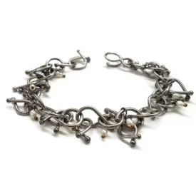 Barbell Cluster Stainless Steel Bracelet BBCB01 Jewelry by Metallic Evolution