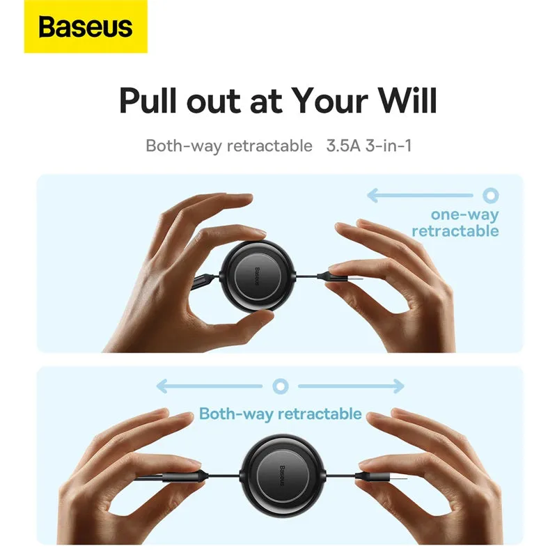 Baseus Bright Mirror 2 Series Retractable 3-in-1 Fast Charging  Data Cable USB to M L C 3.5A 1.1m