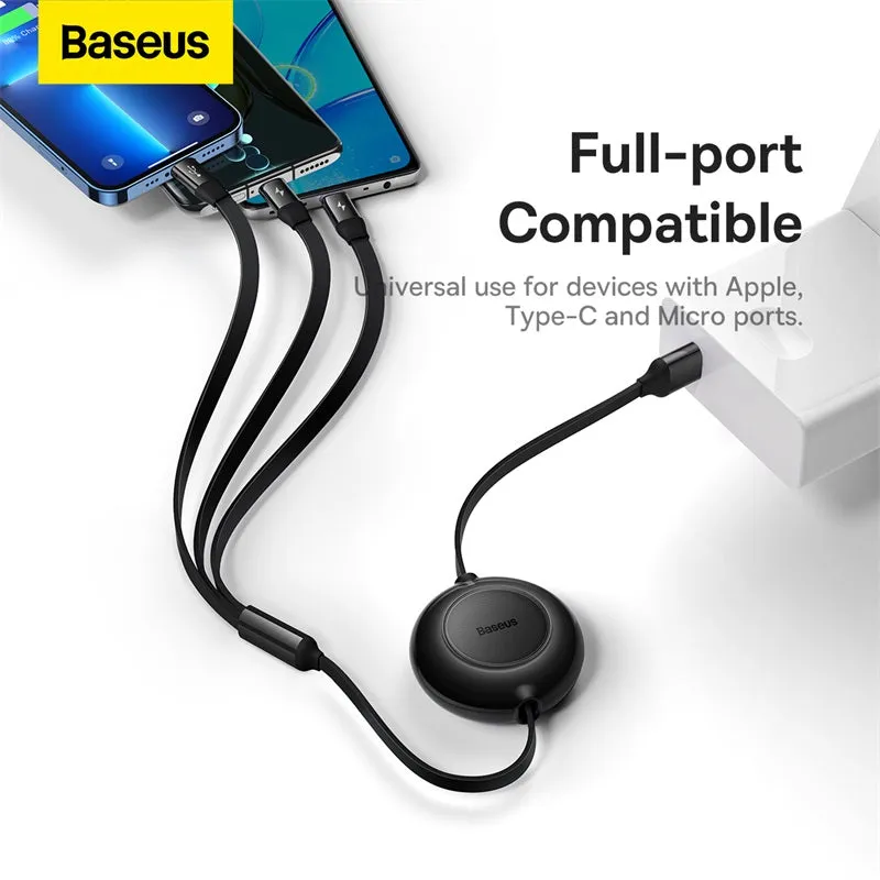 Baseus Bright Mirror 2 Series Retractable 3-in-1 Fast Charging  Data Cable USB to M L C 3.5A 1.1m