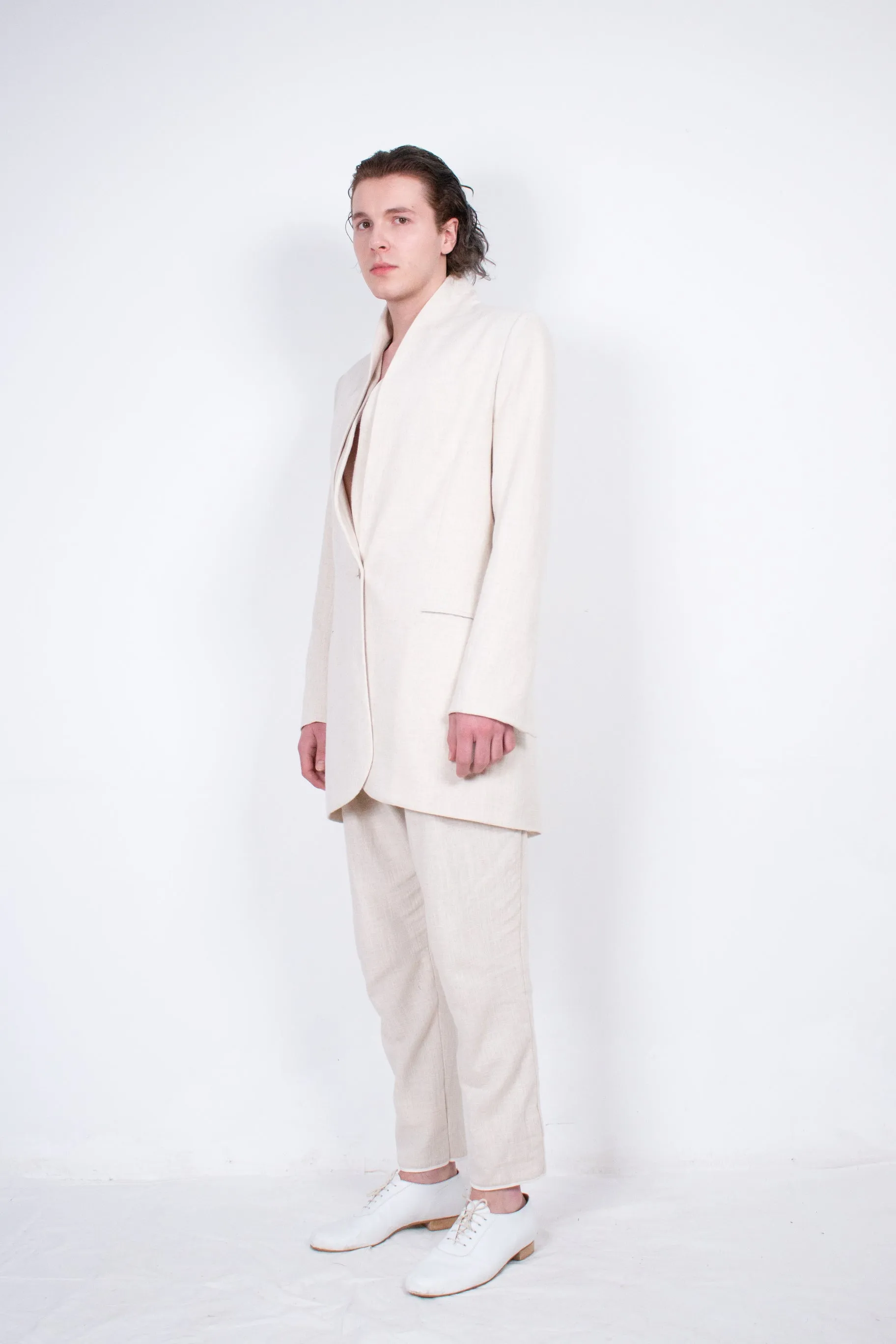 Beige Flax Tailored Jacket