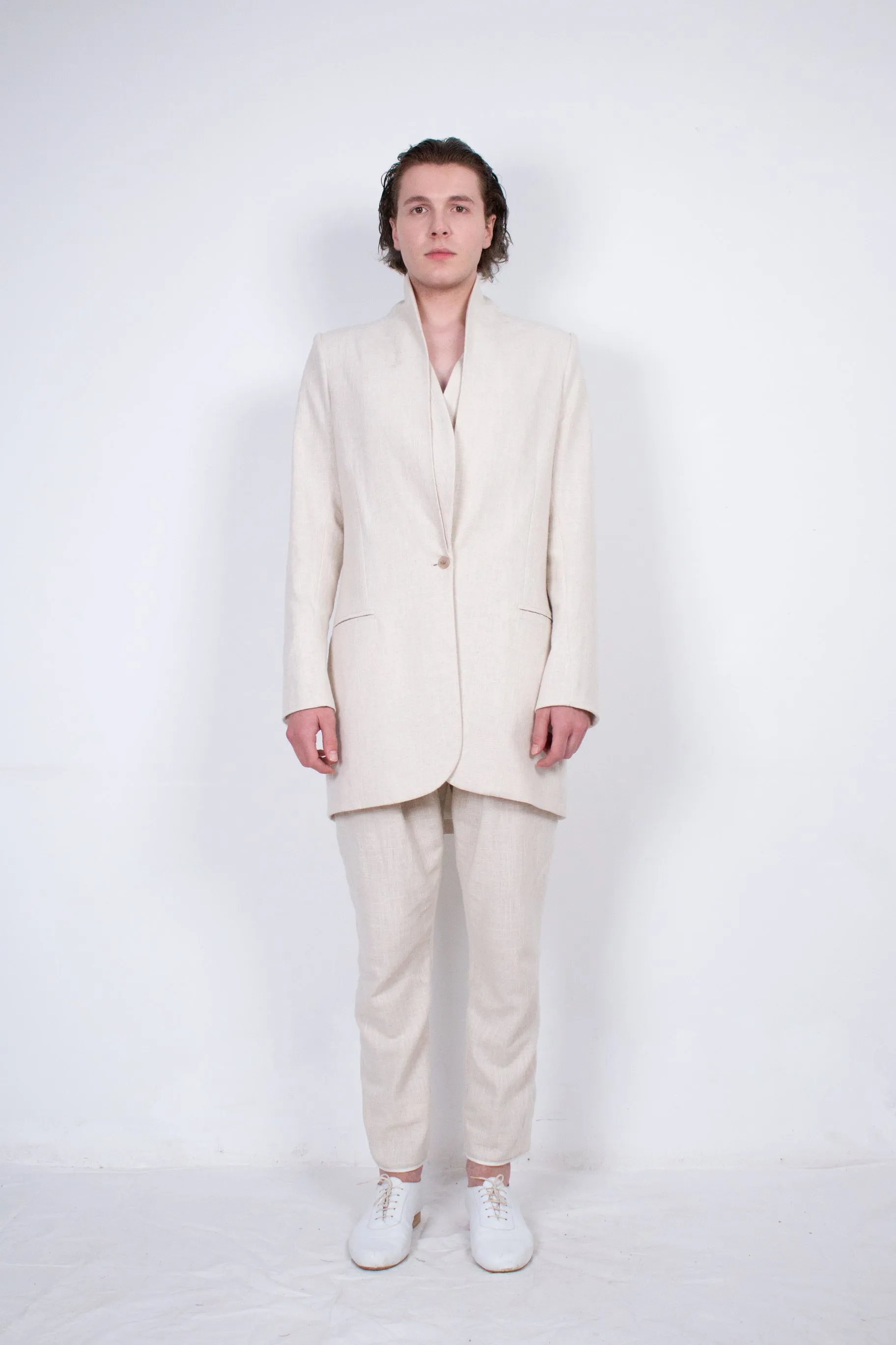 Beige Flax Tailored Jacket