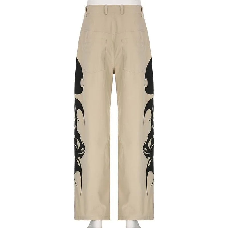 BerriesJam - Abstract Rise Button Pocket Contrast Straight Leg Pant