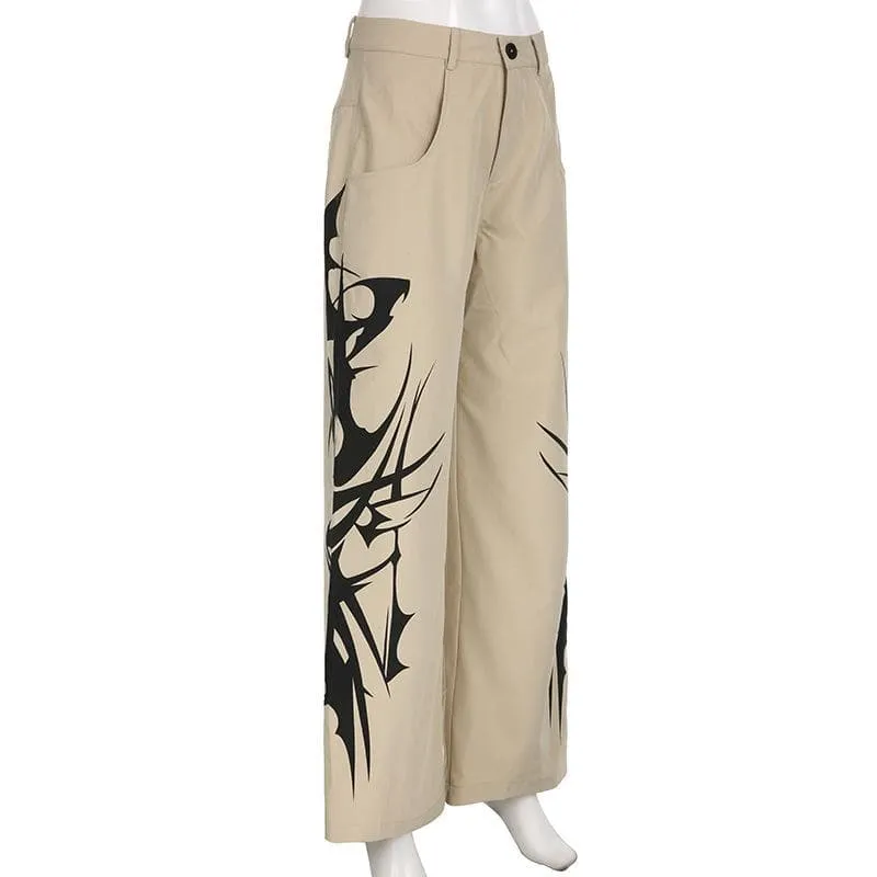 BerriesJam - Abstract Rise Button Pocket Contrast Straight Leg Pant