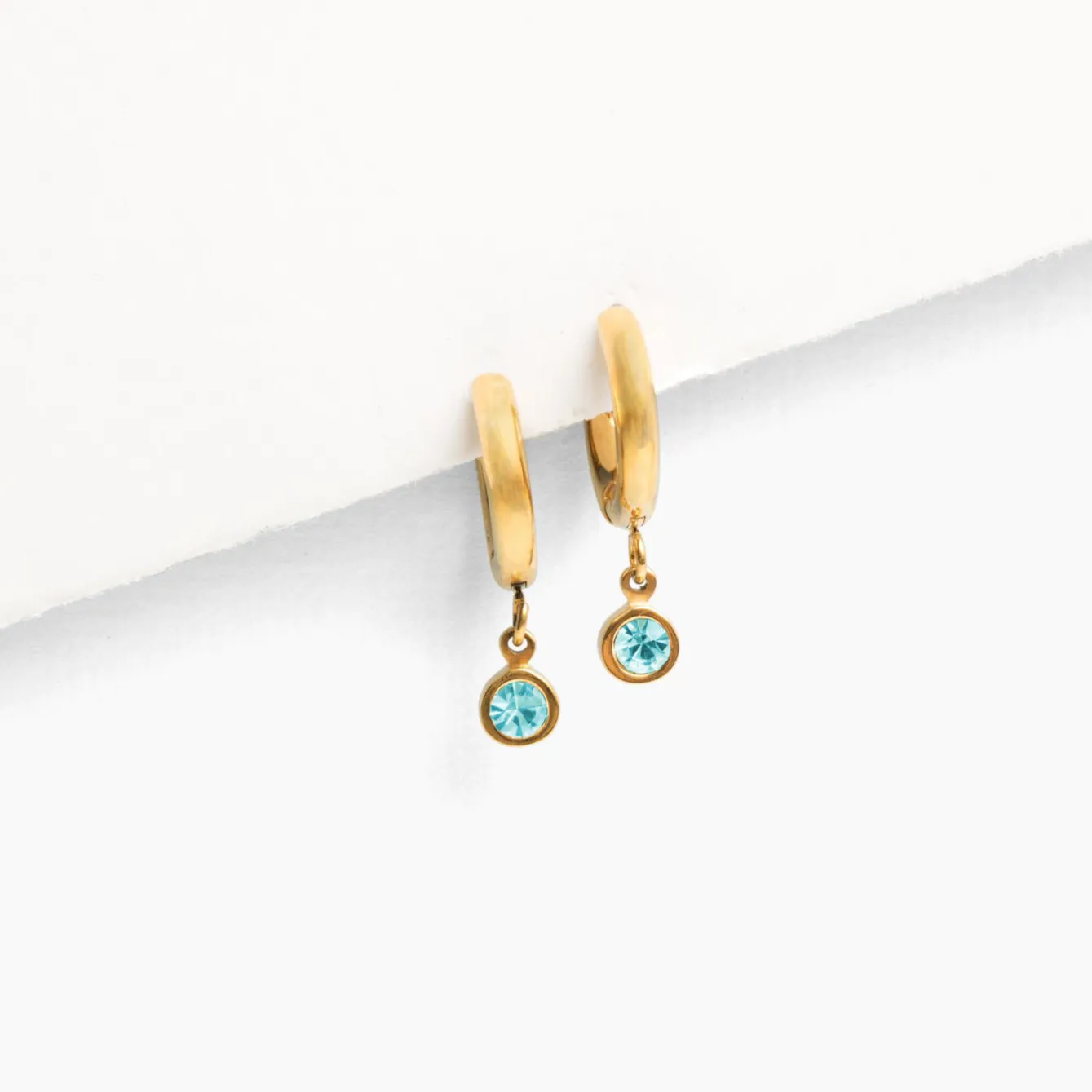 Birthstone Charm Hoop Earrings