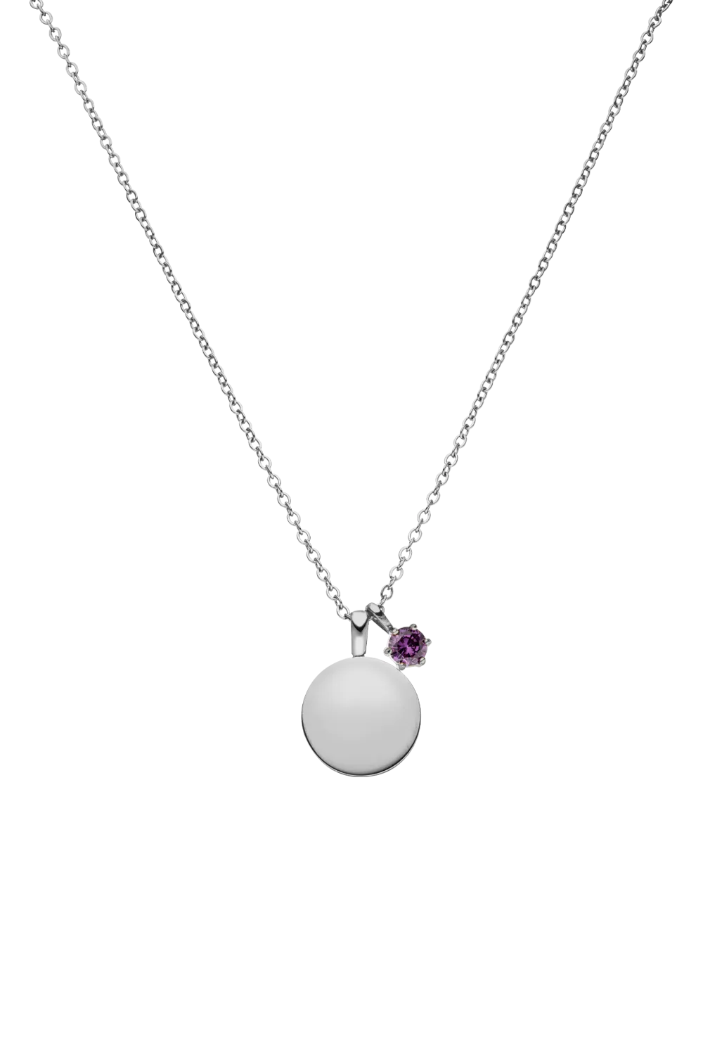 Birthstone February Necklace Silver