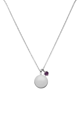 Birthstone February Necklace Silver