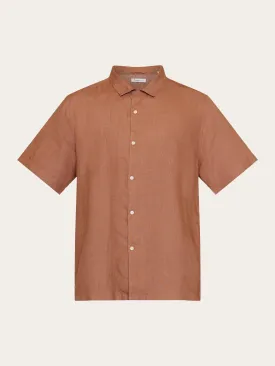 Box fit short sleeved linen shirt - Chocolate Malt