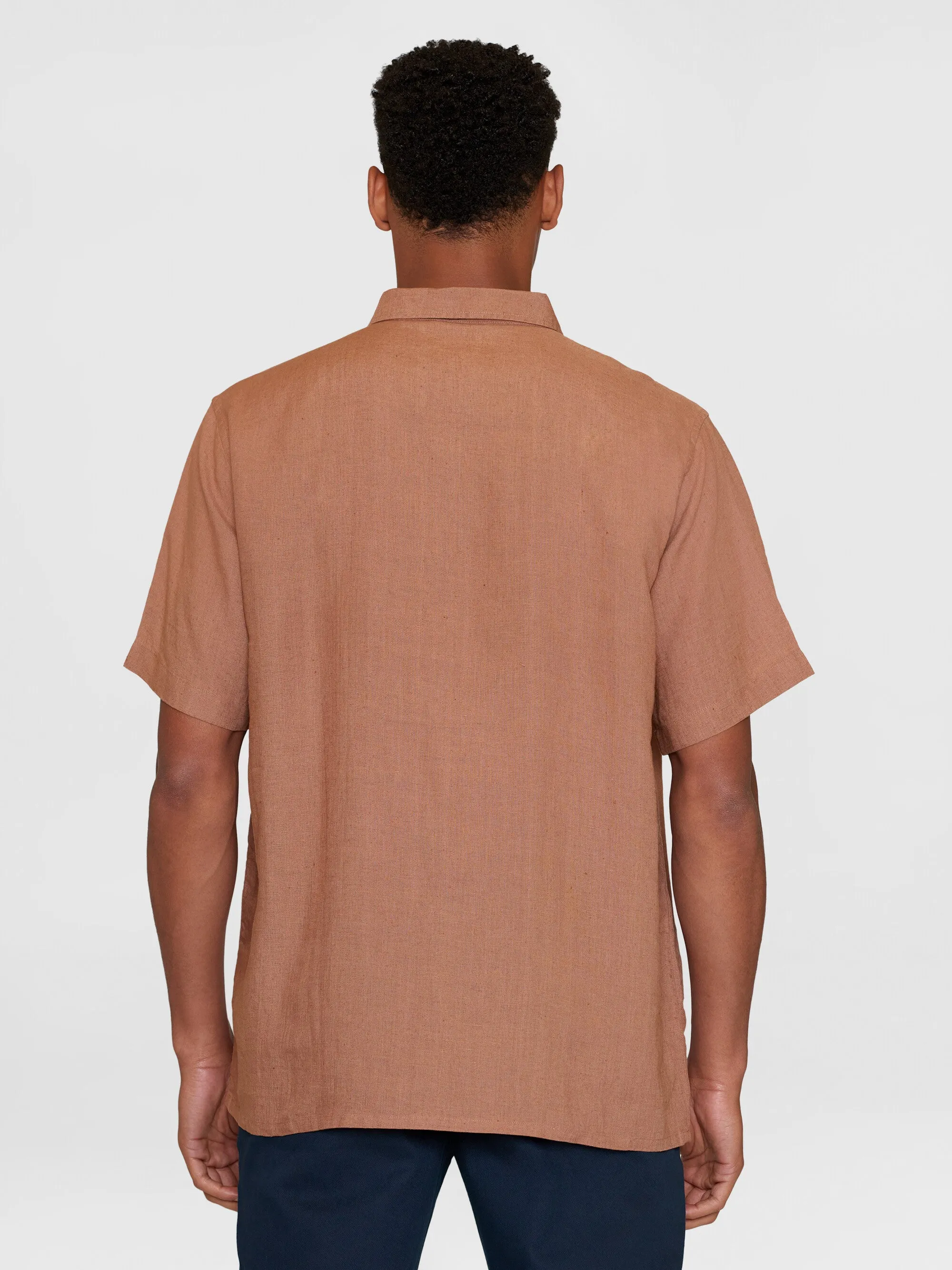 Box fit short sleeved linen shirt - Chocolate Malt