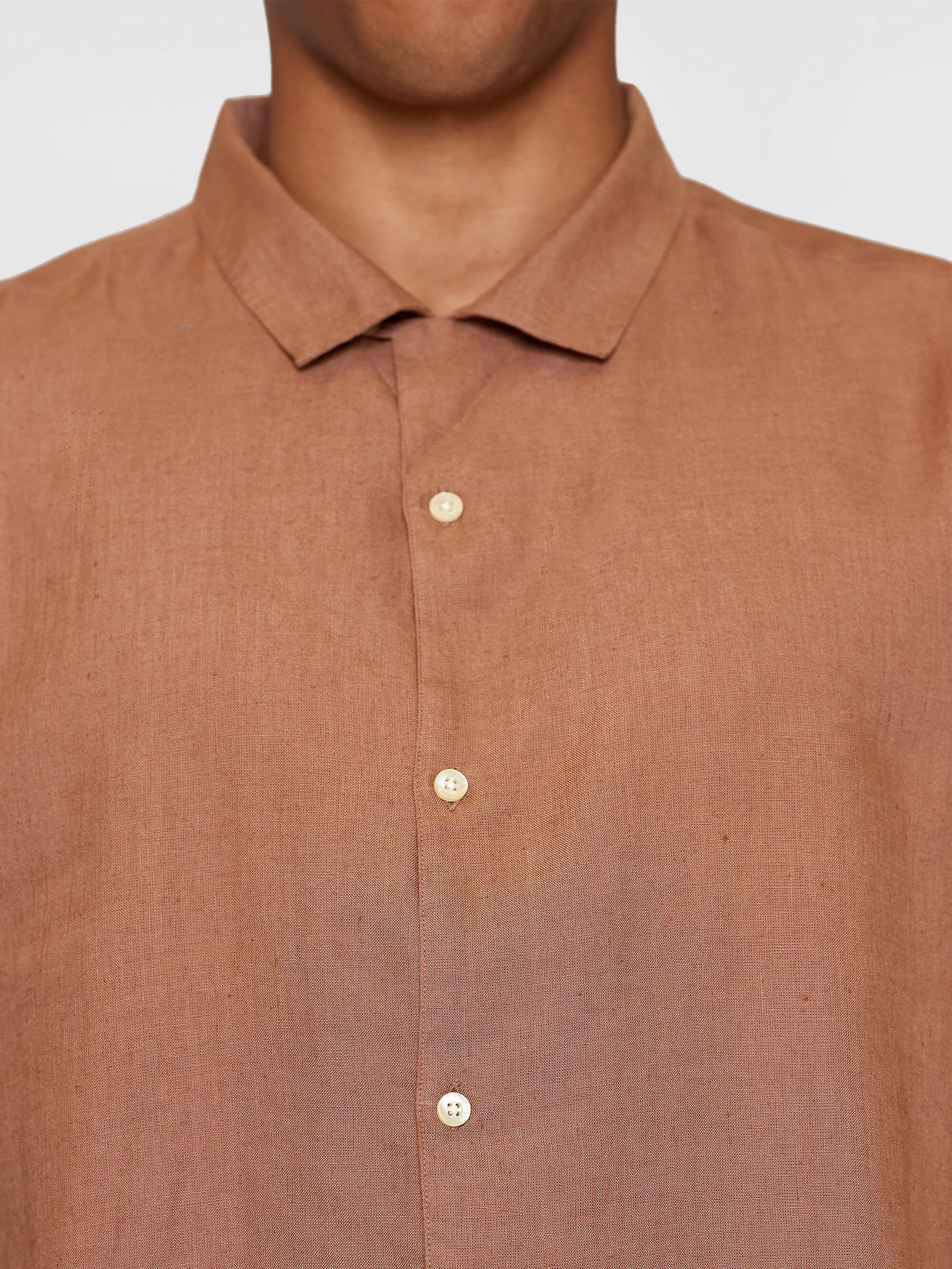 Box fit short sleeved linen shirt - Chocolate Malt