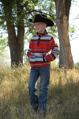 Boy's Cinch Aztec Polar Fleece Pullover -Red