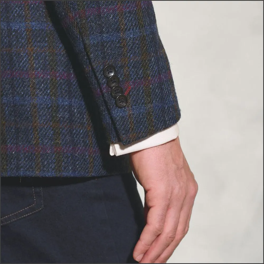 Brook Taverner Inverurie Navy Check Harris Tweed Jacket>