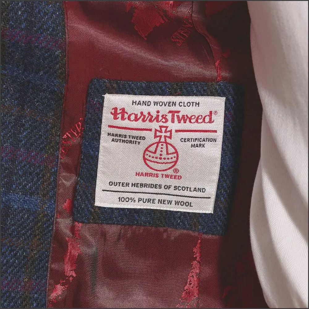 Brook Taverner Inverurie Navy Check Harris Tweed Jacket>