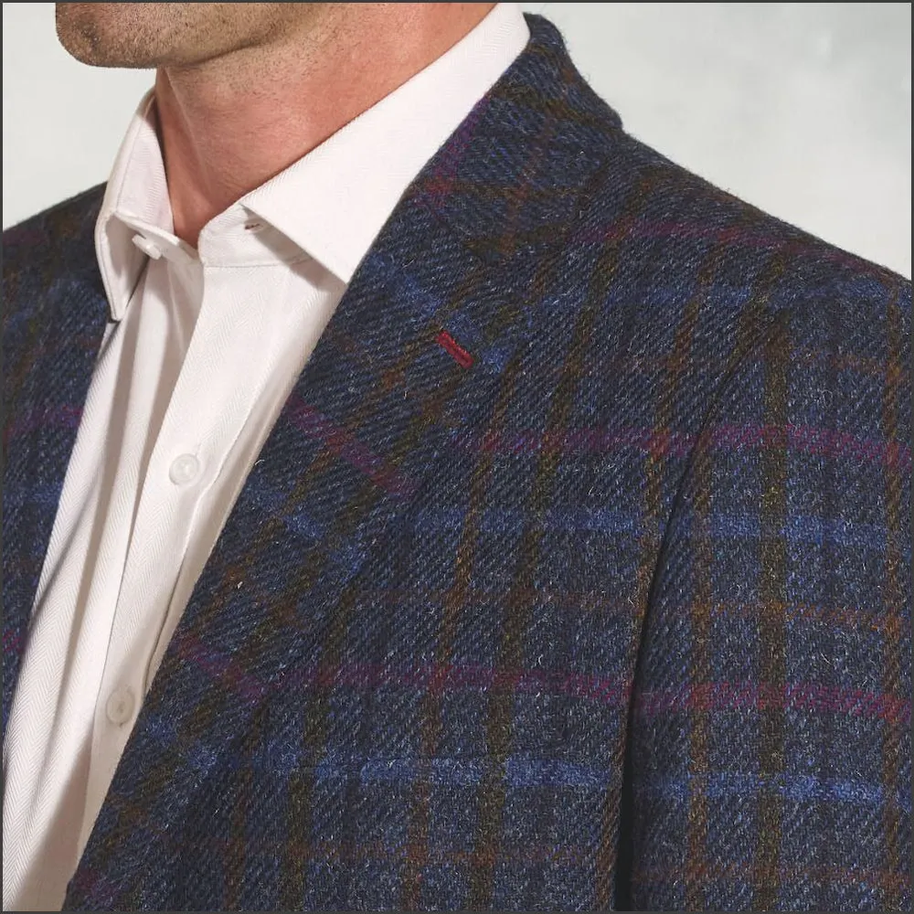 Brook Taverner Inverurie Navy Check Harris Tweed Jacket>