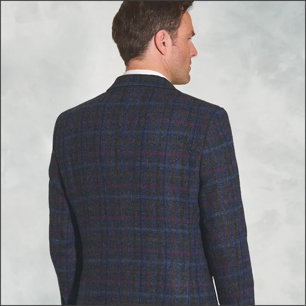 Brook Taverner Inverurie Navy Check Harris Tweed Jacket>