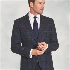 Brook Taverner Inverurie Navy Check Harris Tweed Jacket>