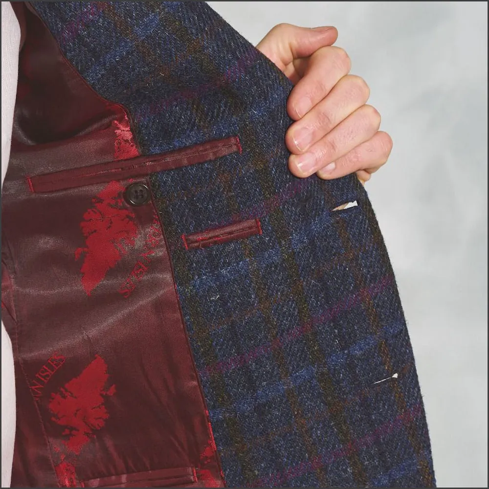 Brook Taverner Inverurie Navy Check Harris Tweed Jacket>