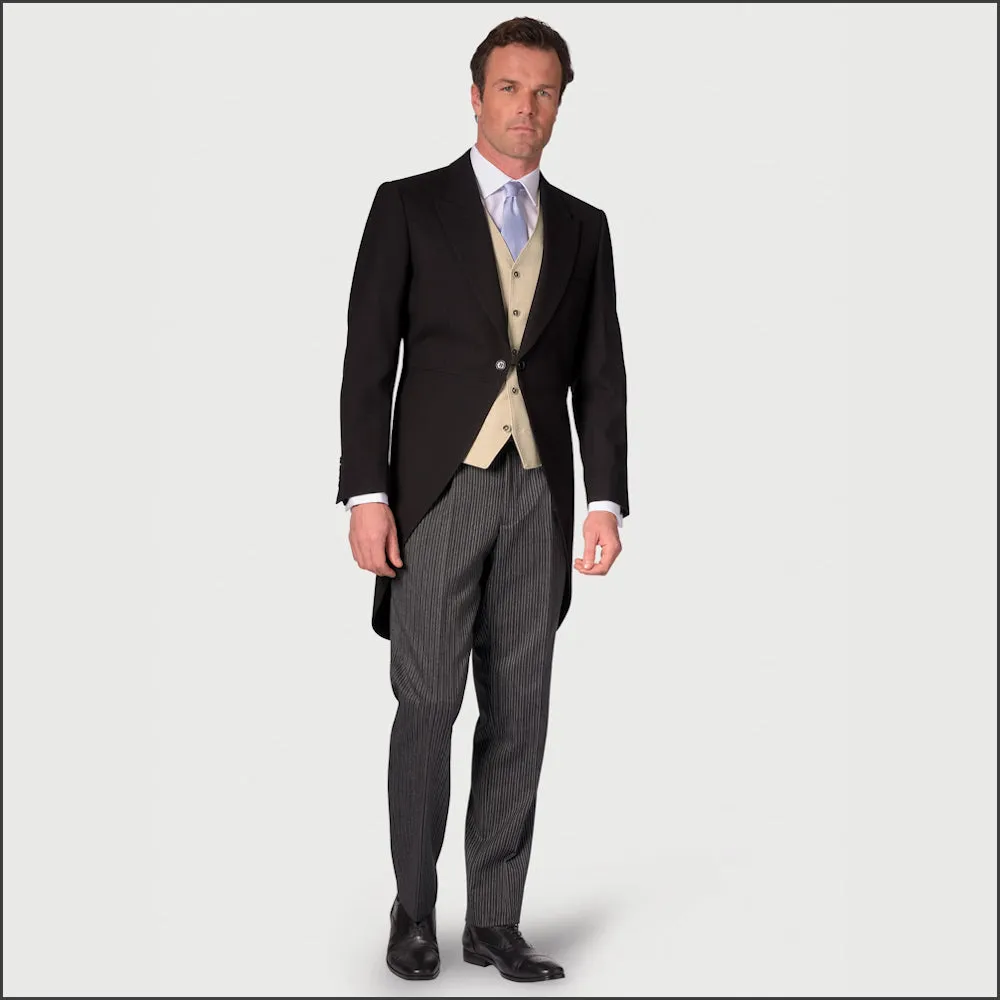 Brook Taverner Regular Fit Black Pure New Wool Morning Suit Jacket>