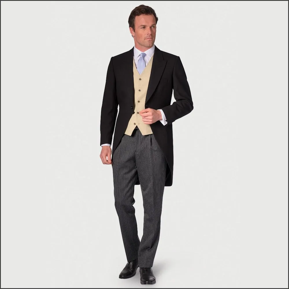 Brook Taverner Regular Fit Black Pure New Wool Morning Suit Jacket>