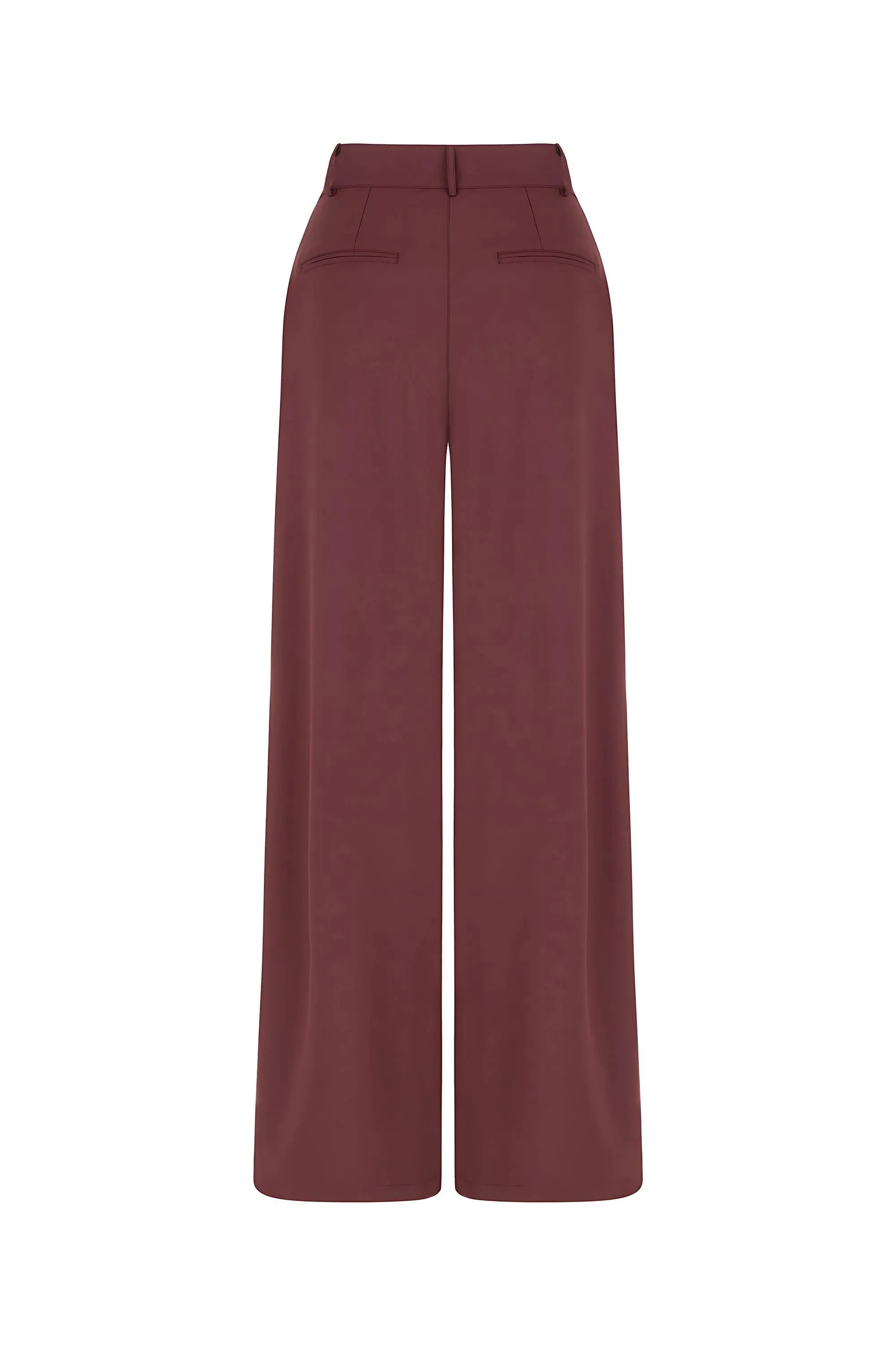 Burgundy Pleated High-Waisted Pants