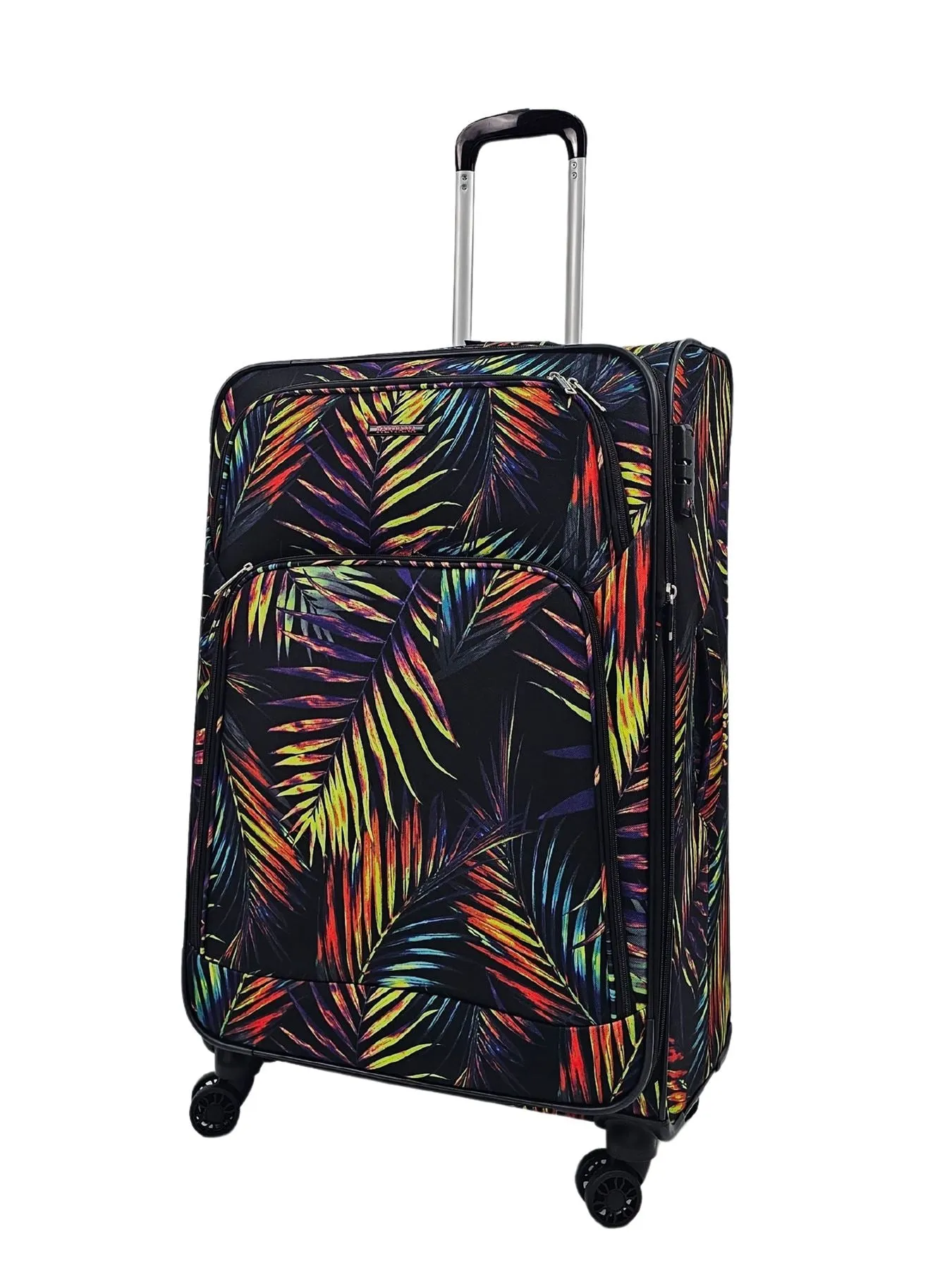 Butterfly Leaf Check Print Suitcase 4 Wheels Cabin Check In Hand Luggage Soft Shell Trolley