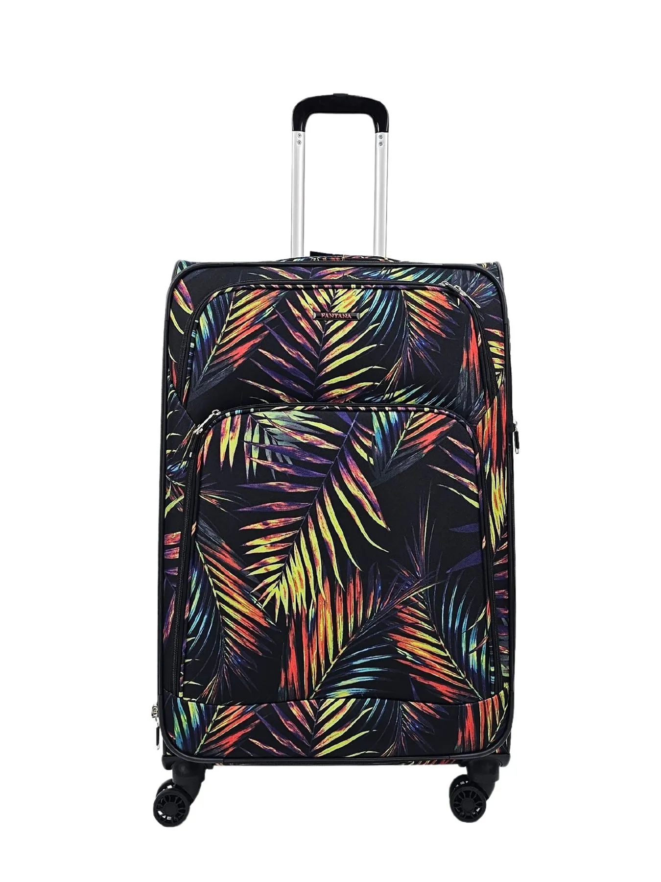 Butterfly Leaf Check Print Suitcase 4 Wheels Cabin Check In Hand Luggage Soft Shell Trolley