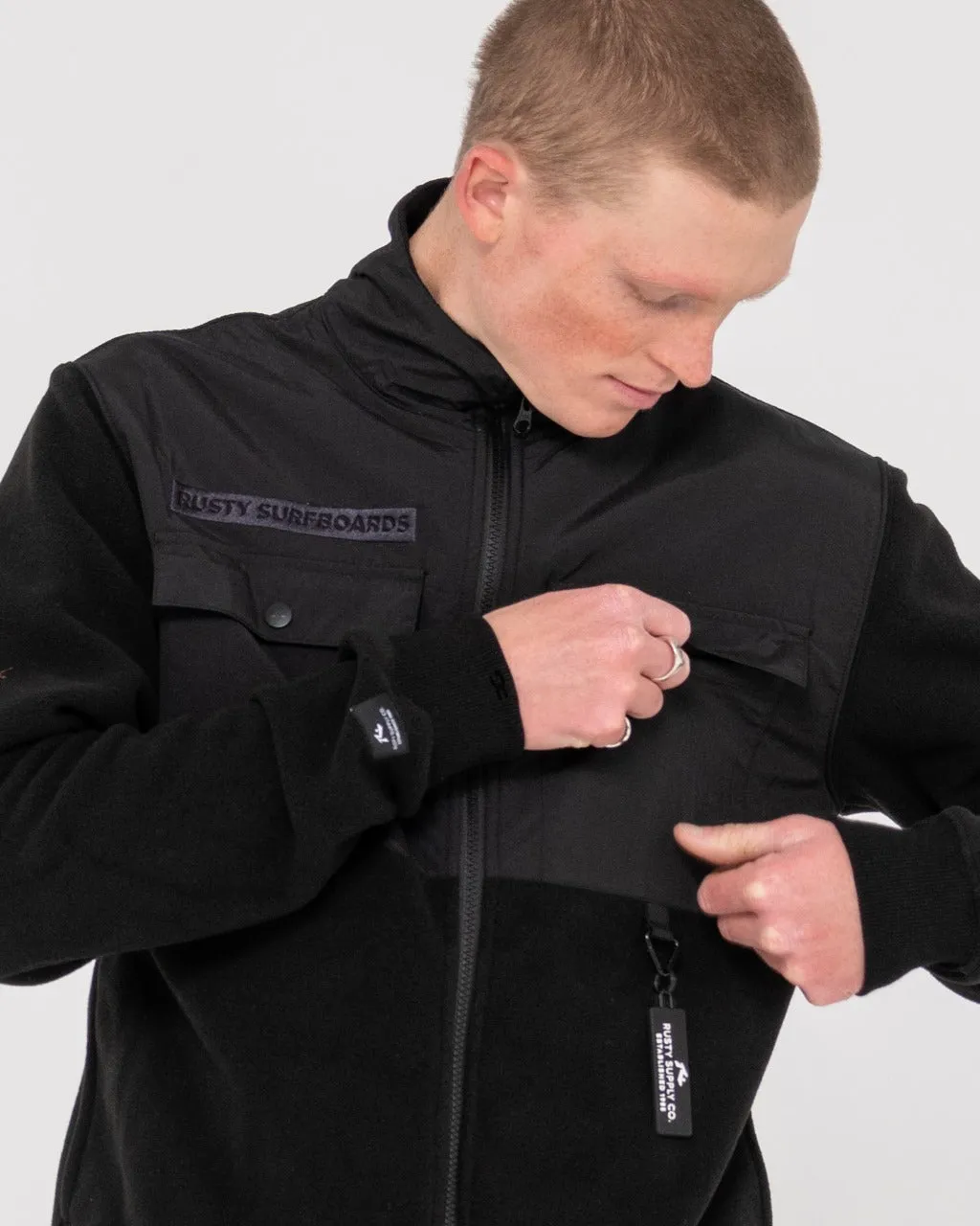 Campera Liviana Rusty Utility Polar Fleece Black