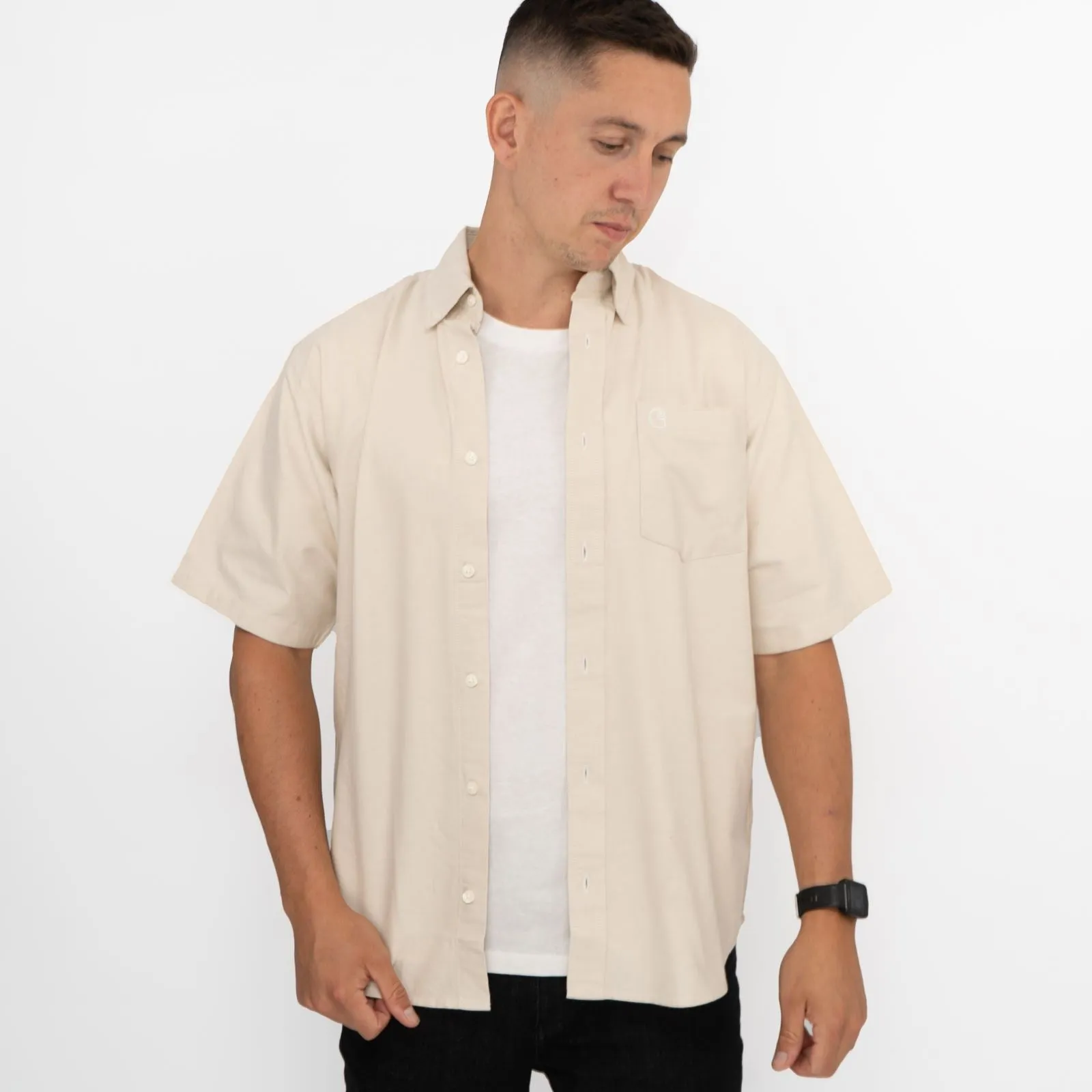 Carhartt WIP Mens Beige Short Sleeve Braxton Shirt