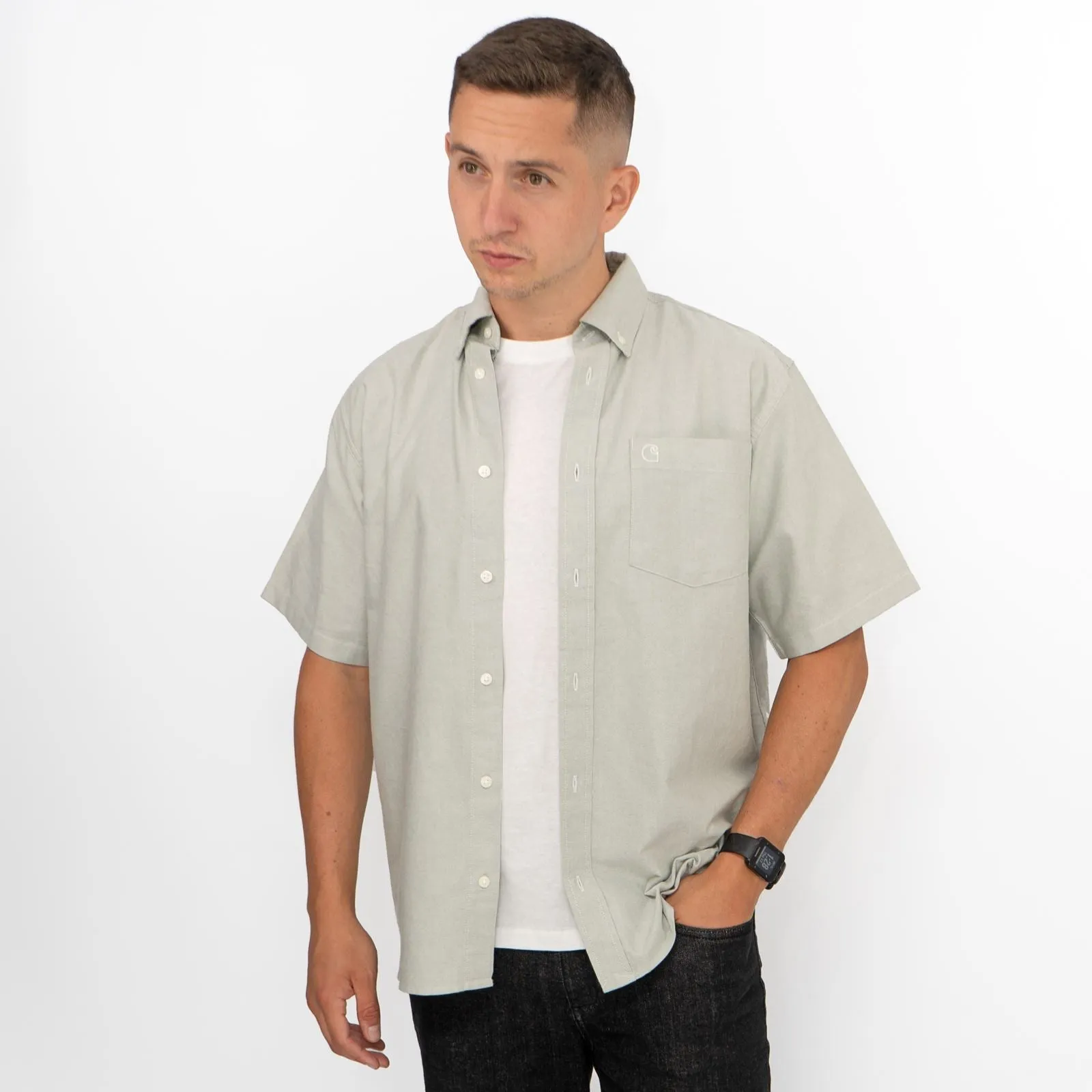 Carhartt WIP Mens Green Short Sleeve Braxton Shirt