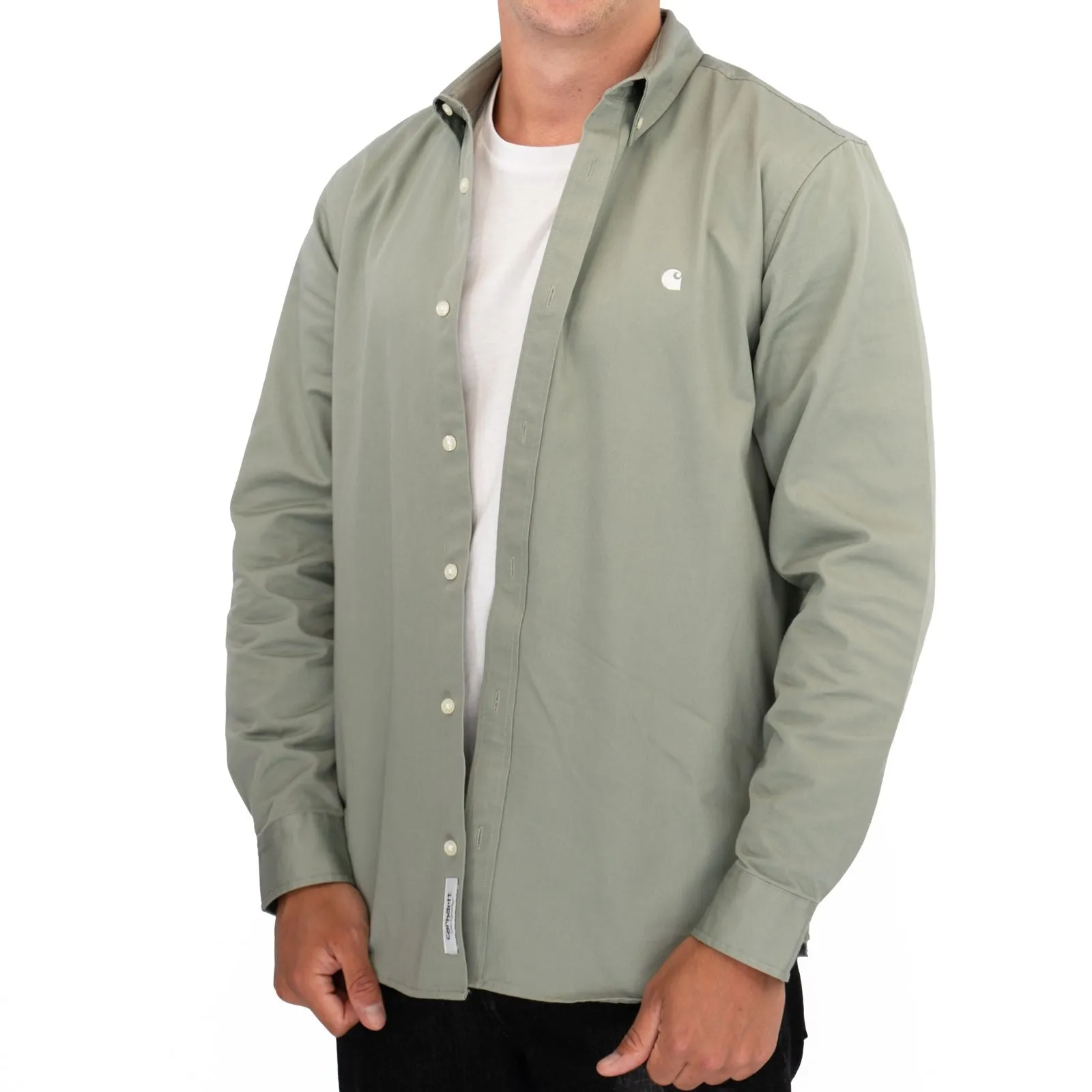 Carhartt WIP Mens Shirt Long Sleeve Madison Light Green