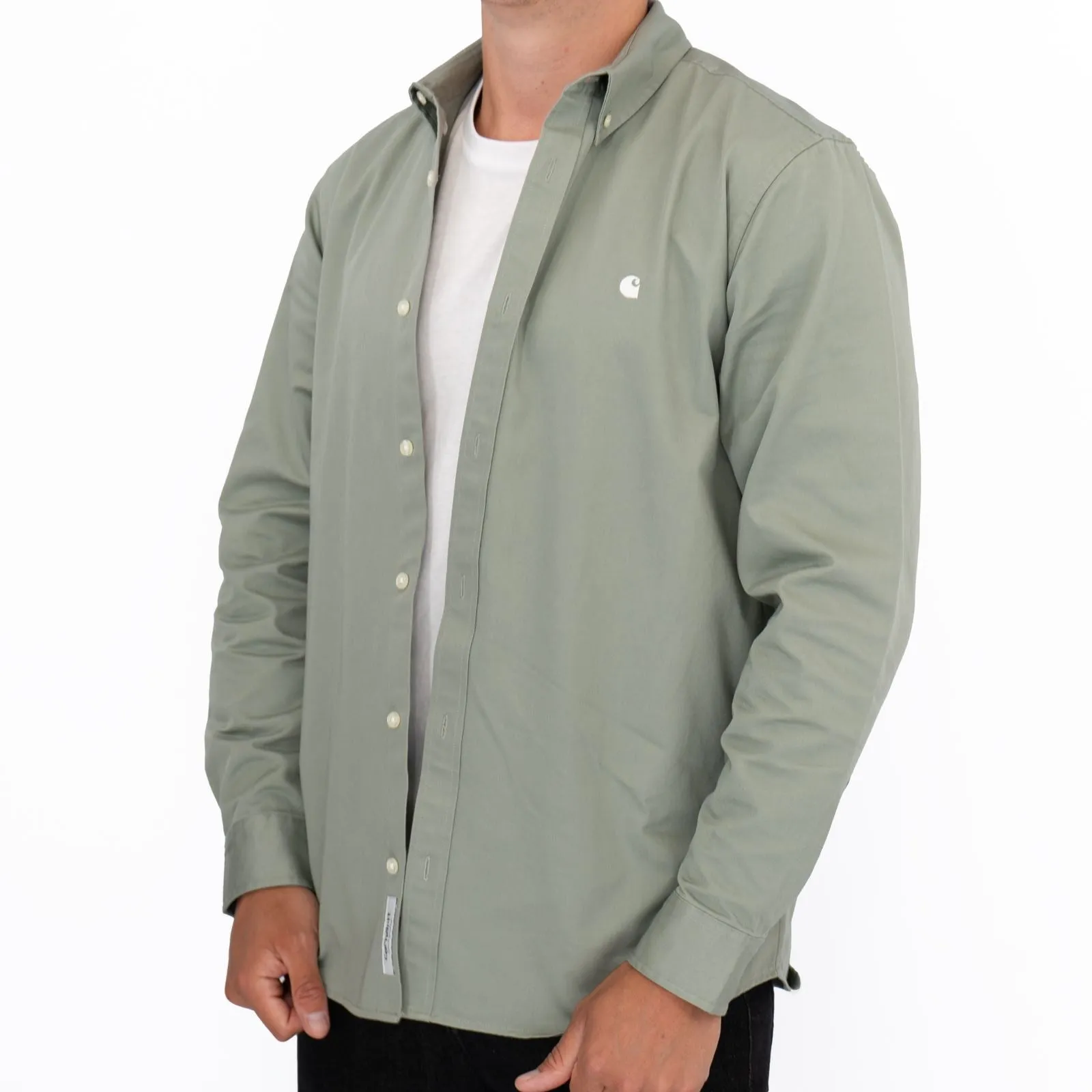 Carhartt WIP Mens Shirt Long Sleeve Madison Light Green