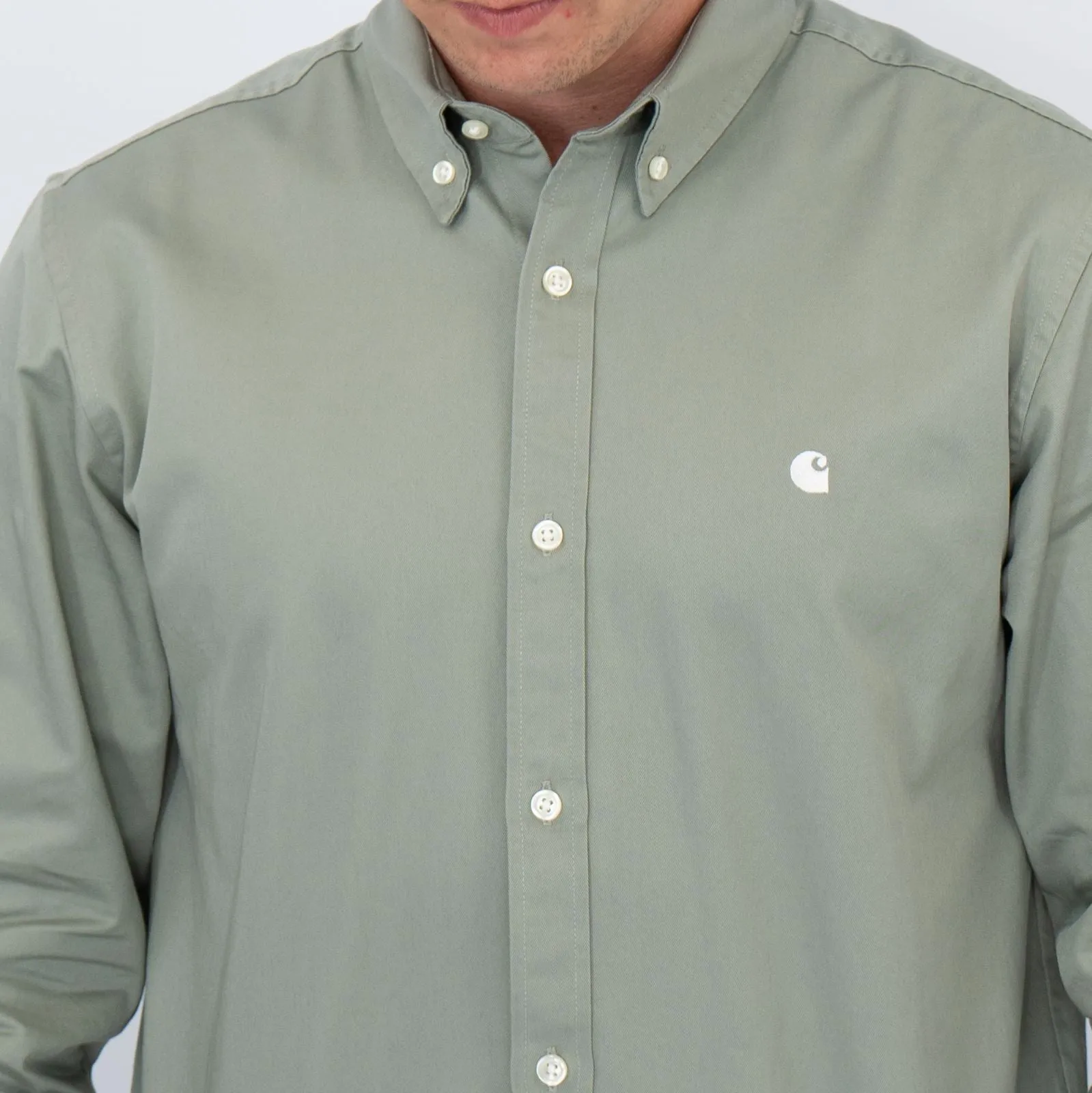 Carhartt WIP Mens Shirt Long Sleeve Madison Light Green